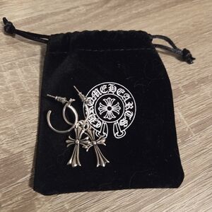 Chrome Hearts Silver Cross Earrings